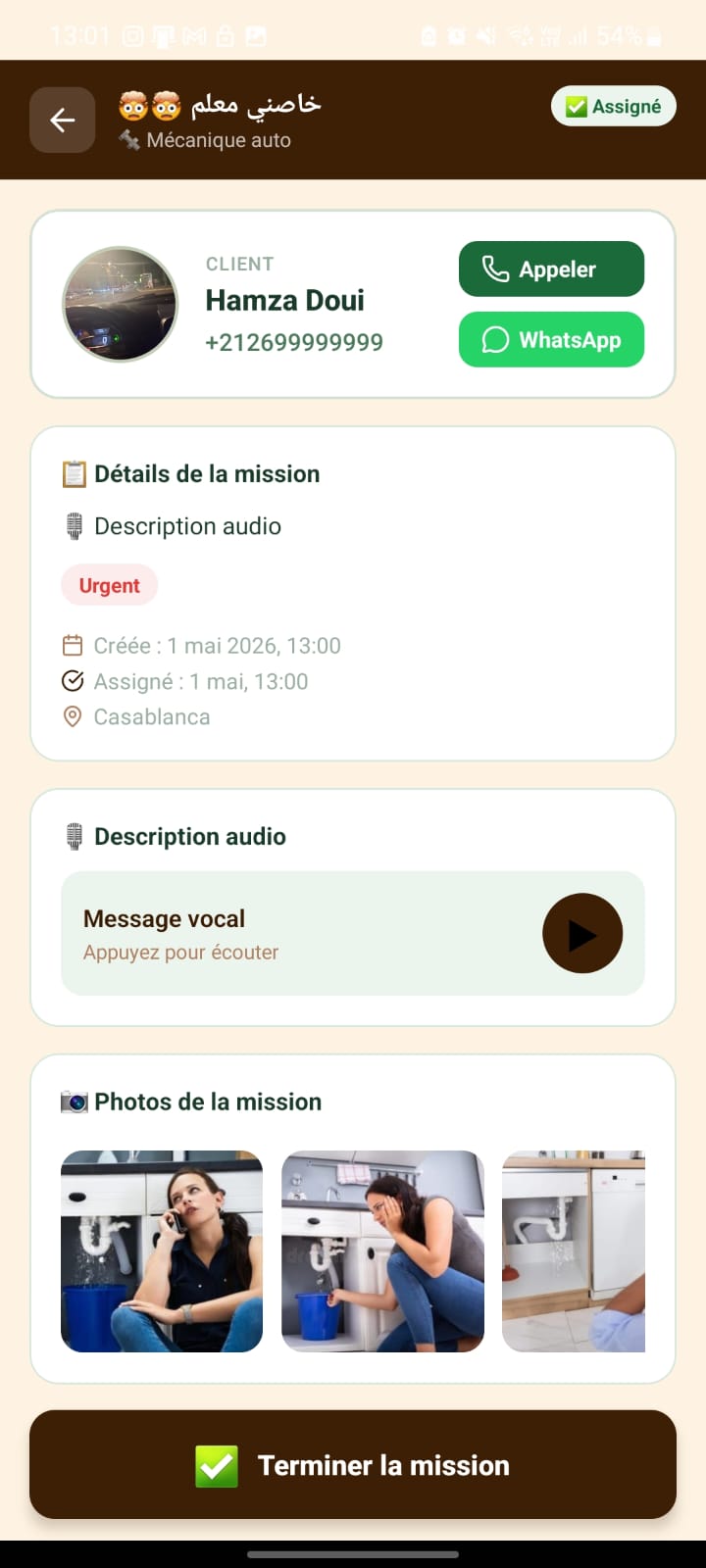 Maalem app — Détails de mission