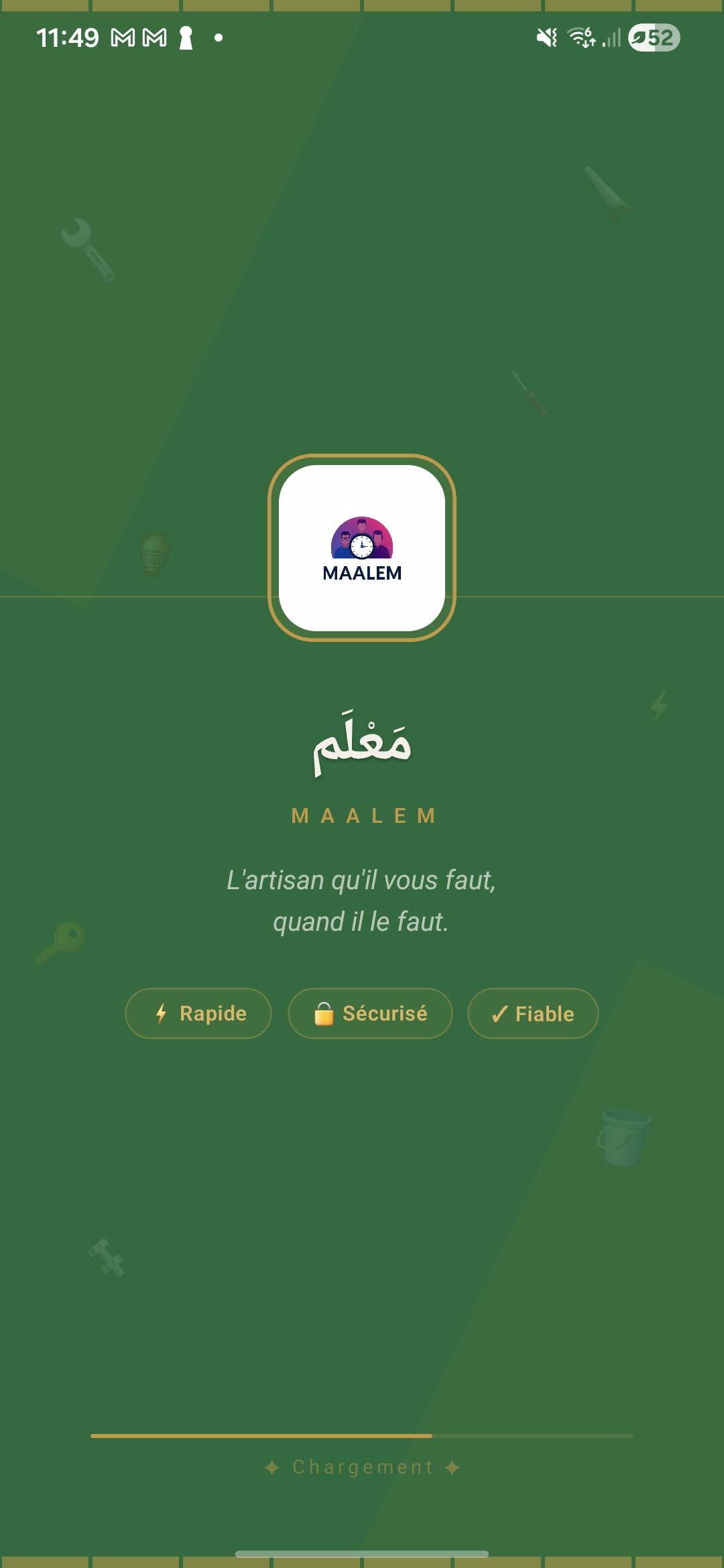 Maalem app — Écran d'accueil